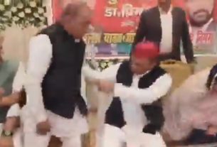 Samajwadi Party supremo Akhilesh Yadav lifted the MLA sitting on the chair next to him